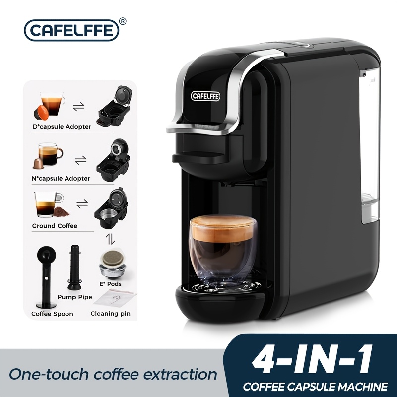TEMU Cafelffe 4-in-1 Capsule Coffee Machine, 20 Bar Automatic For Home Coffee Maker With Brewing, Compatible With Nes*/dg* Capsules/ese Pods/ground