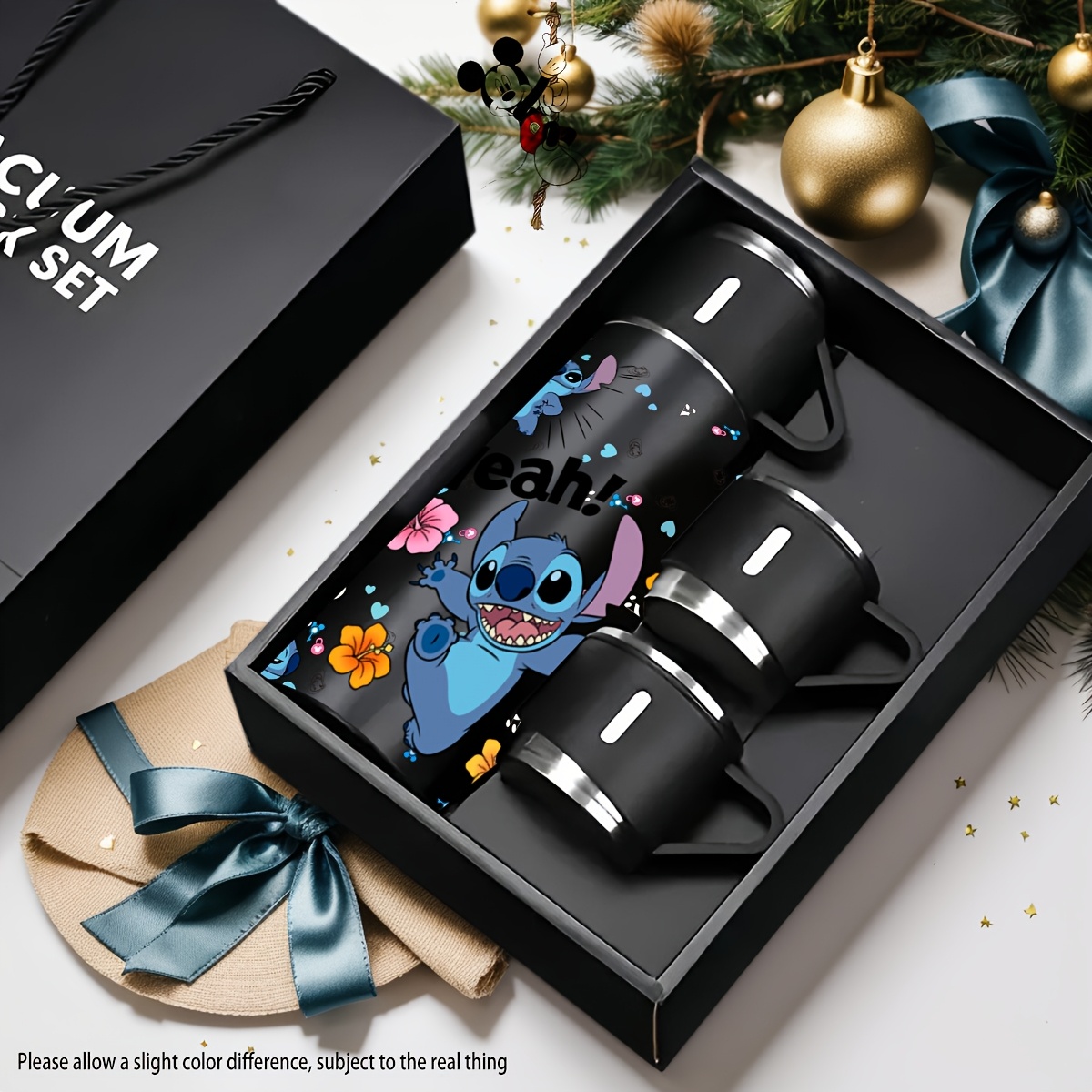 1pc Disney Stitch Gift Box Cup 304 Stainless Steel Water Bottle, Stainless Steel Coffee Travel Mug Stainless Steel Keep Cool Mug Suitable for travelling, outdoor adventure and driving Thanksgiving Halloween Christmas Gifts for family and friends