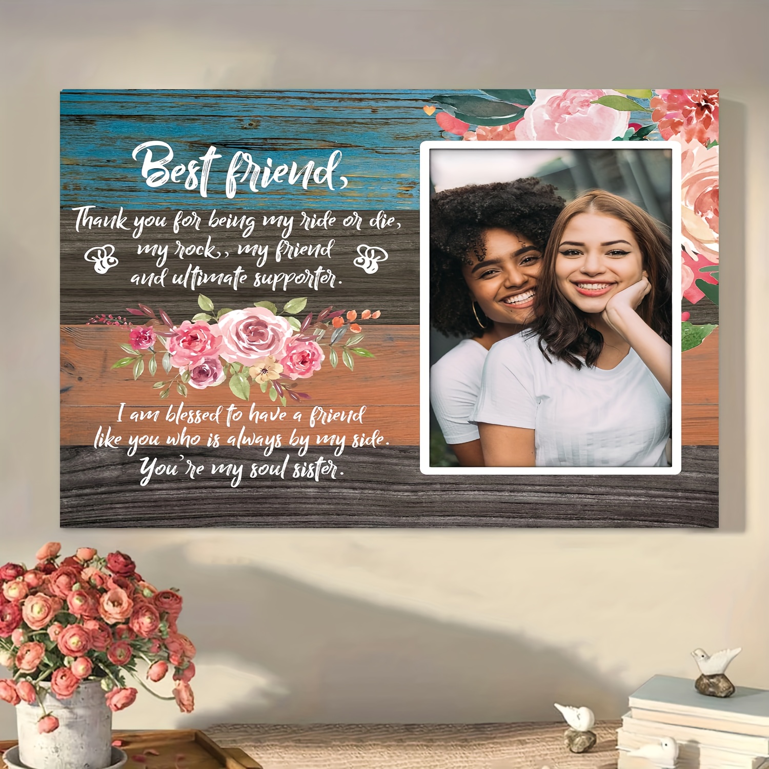 

Custom Wooden Framed Canvas Art - Personalized Photo Painting For Best Friends, - Perfect Gift For Home Decor & Special Occasions, 11.8x15.7 Inches