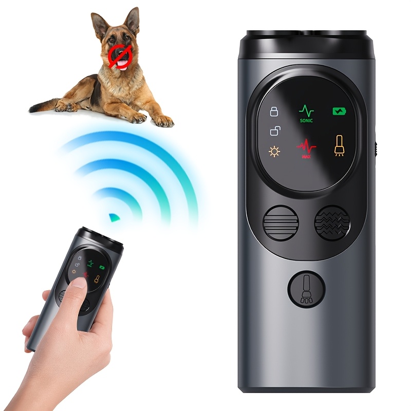 portable automatic dog repellent device - black, smart frequency conversion, usb rechargeable, abs material, 36v or below, with remote control for effective dog repellent, dog repellent device 0