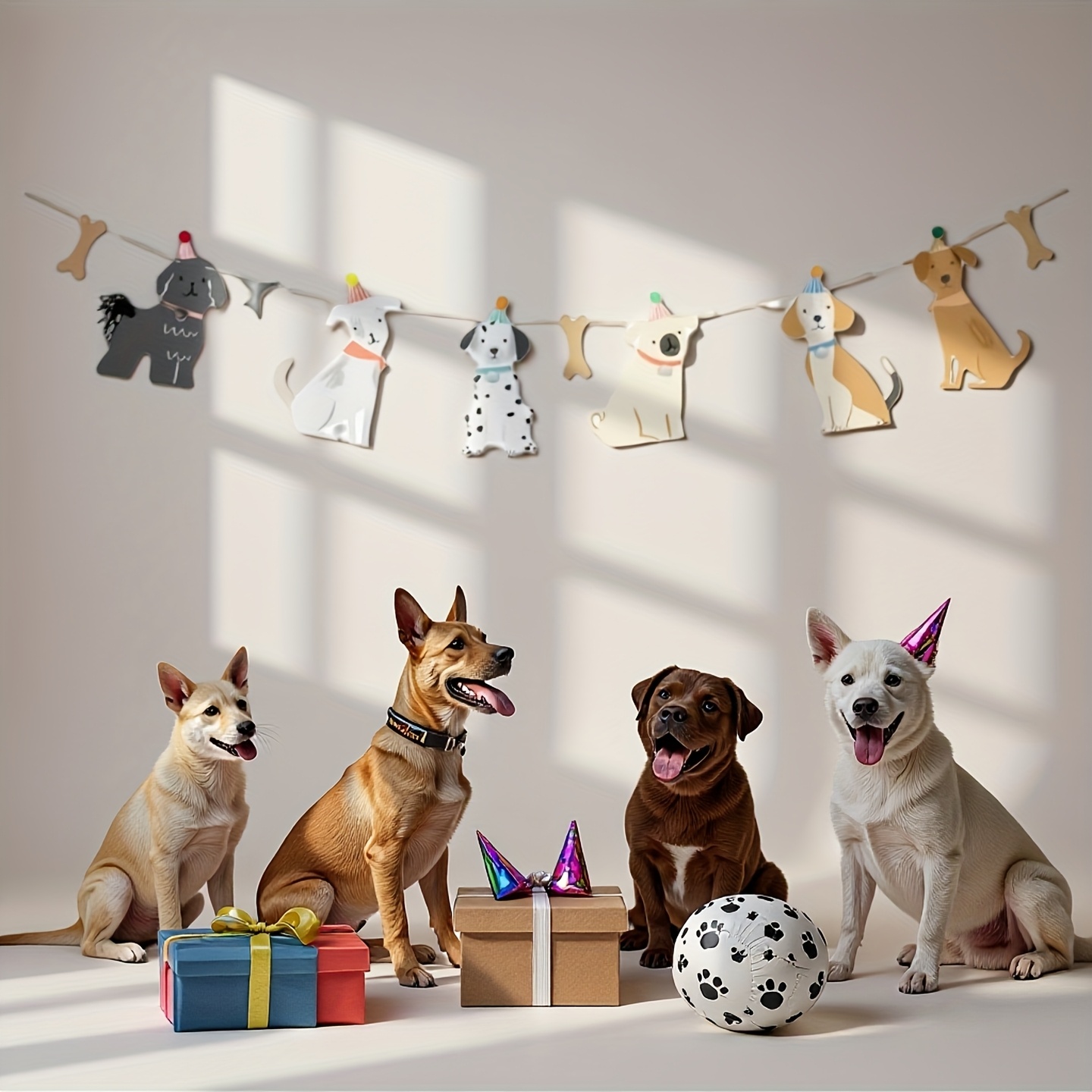 Image of 9pcs Dog-themed Birthday Party Banner Suitable For Dog Parties - Cute Puppy & Dog Cutouts With Numbered Decorations, Paper Background For Room/ Party Decor, Dog Birthday Decorations For & Pets