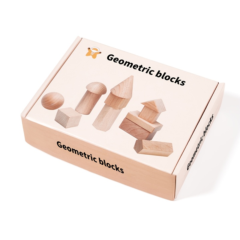 Wooden Building Block Set with Geometric Shapes