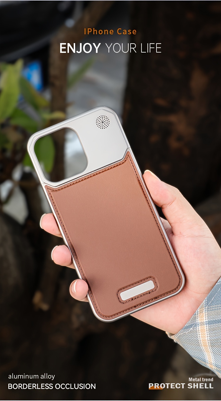 Suitable for Iphone 15 Pro Max, with Magnetic Suction Function, Built-In Aromatherapy Aluminum Alloy Leather Protective Cover,  Mobile Phone Case_voghion.com