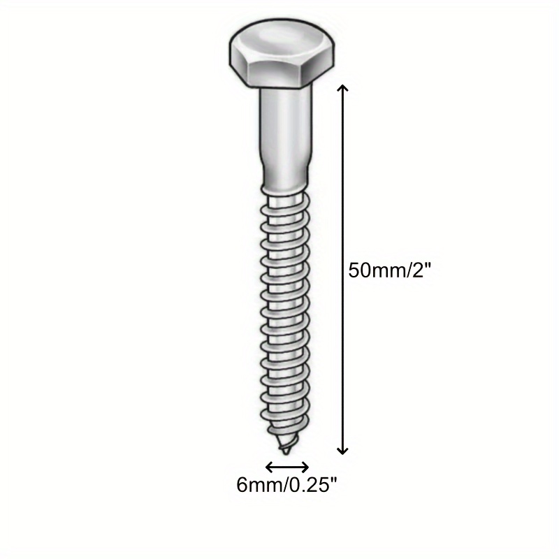 Image of 30pcs M6 X 50mm Plated Hex-head Exterior Lag Screws, A307 Heavy Duty Wood Screws