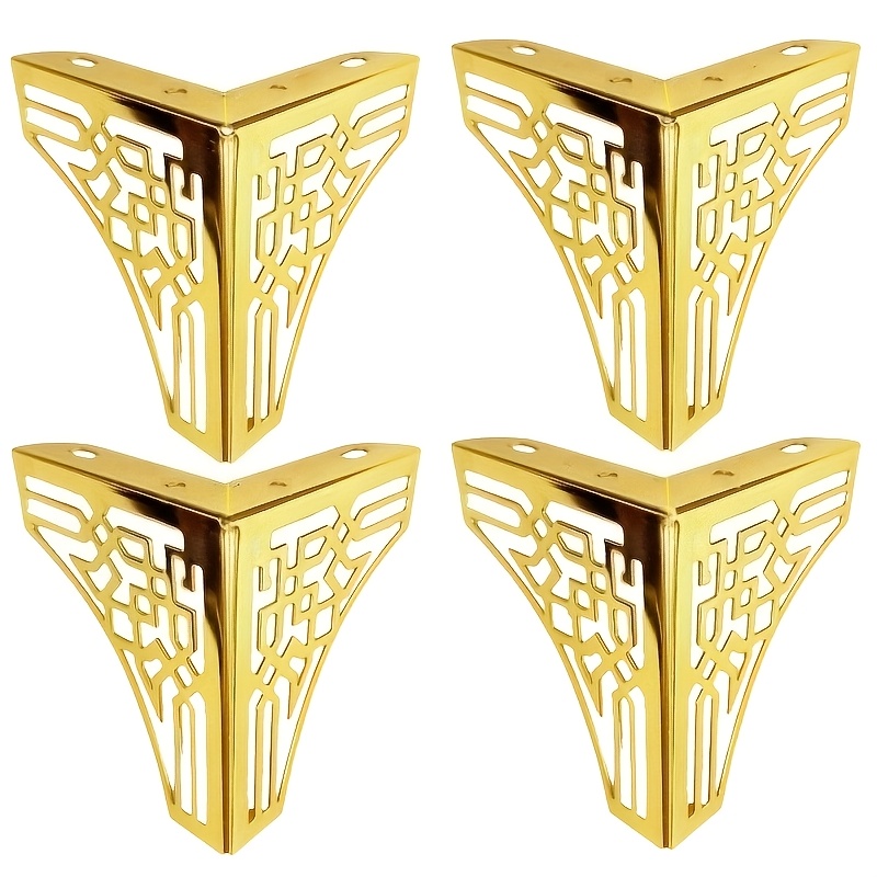 TEMU Lot de de meubles modernes en fer métallique doré pour canapé, table, lit, chaise, bureau, pieds de canapé dorés ajourés, pieds de support pour