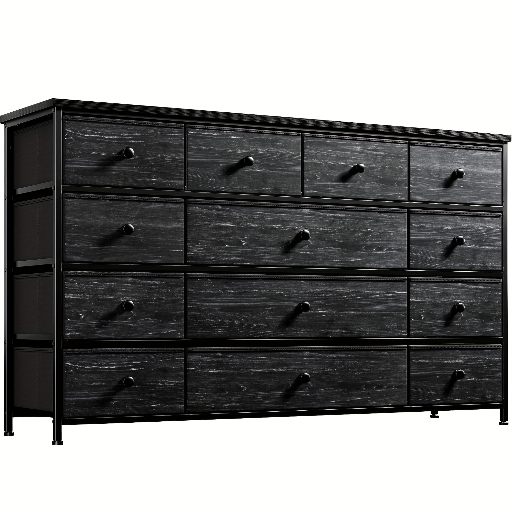 Black Dresser, Dresser for Bedroom, Dresser with 13 Storage Drawers,  Dressers And Chests of Drawers for 55&*; TV, Black Dresser for Bedroom,  Long Dresser for Closet, Entryway, Storage Drawer Units