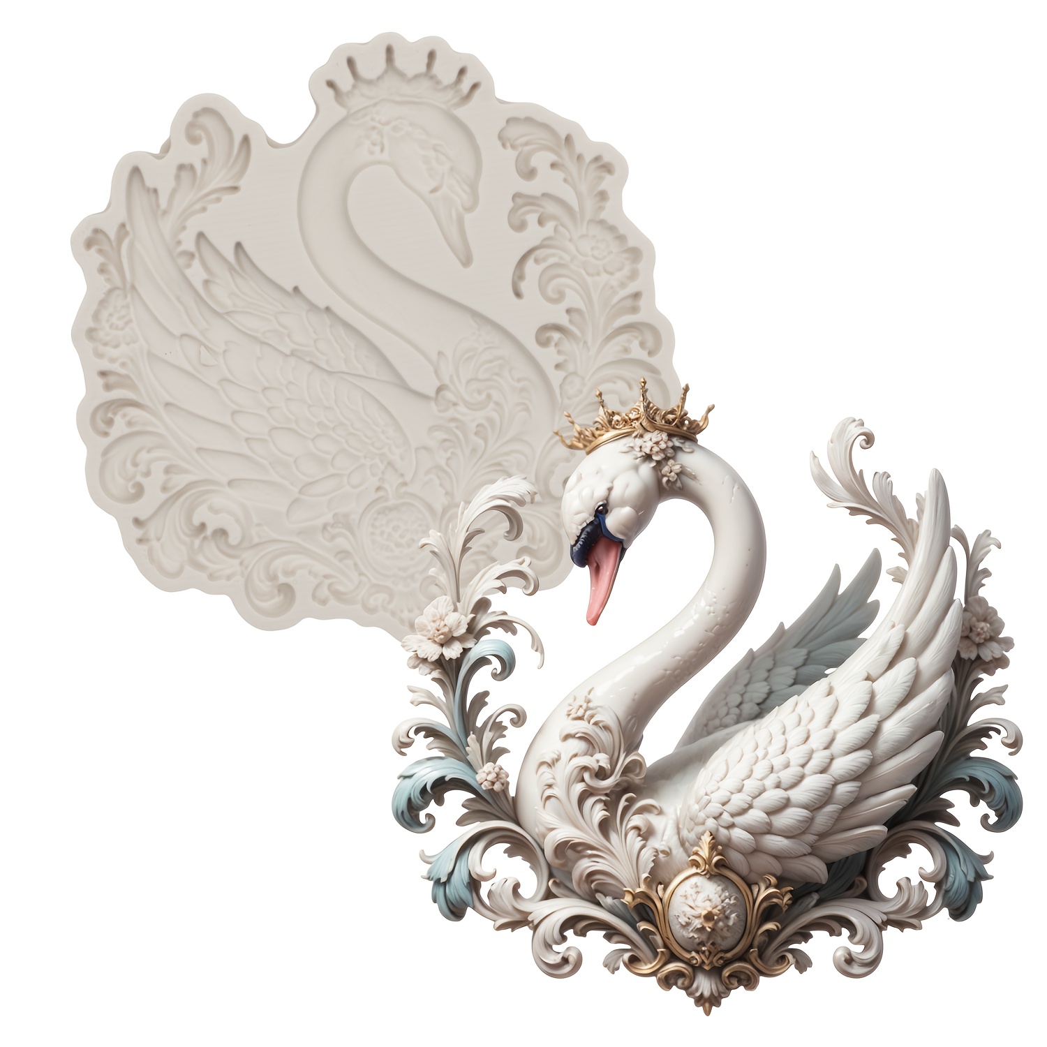 Image of Diy Swan Silicone Gum Paste Mold, Polymer Clay Resin Mold For Cake Decorating, Supplies, Cupcake Chocolate Mold