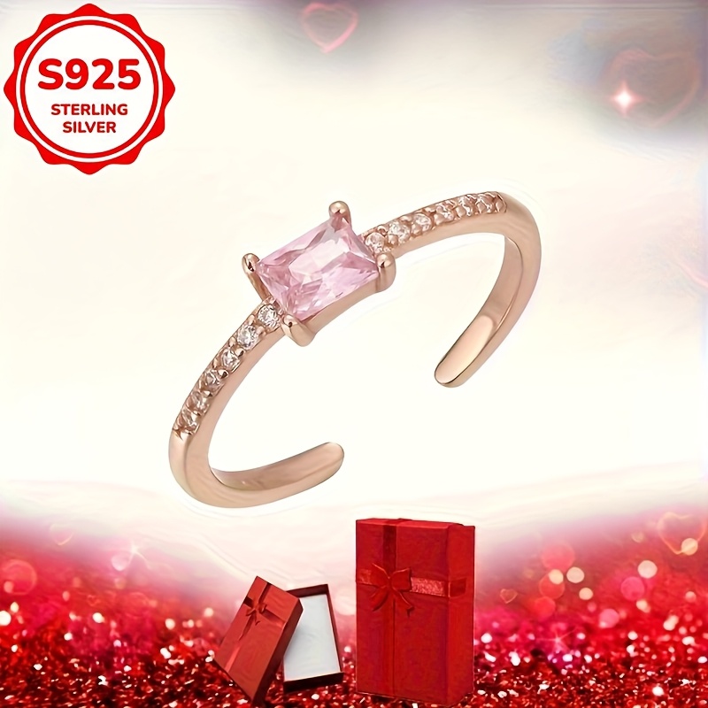 Women's S925 Silver Bling Adjustable Open Toe Ring for Valentine's Day