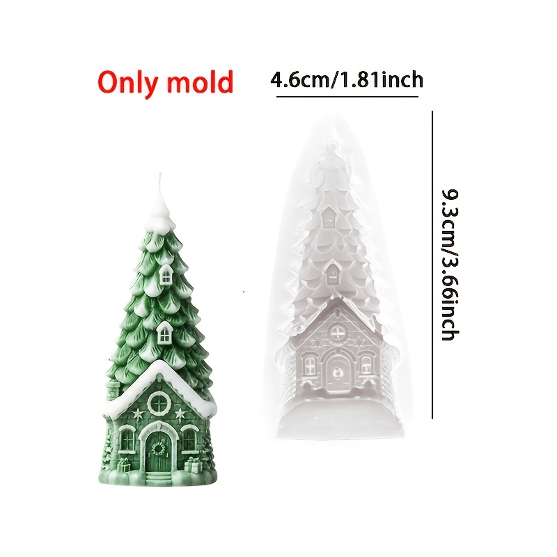 TEMU 1pc Pine Tree Silicone Mold Suitable For Diy Resin, Plaster, Wax Crafts - Christmas Cabin Ornament With Embossed & Snow Texture, High-toughness