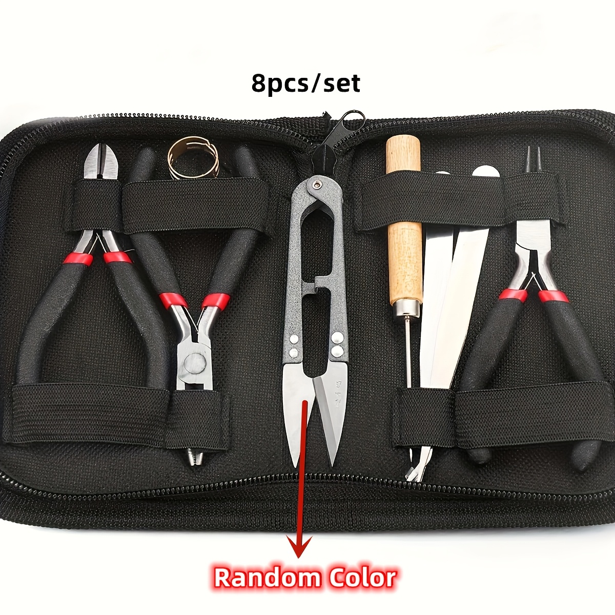 Image of 8pcs/set, 2pcs/set Senior Jewelry Making Tool Set, Random Colors Scissors, Includes Round Nose, Pointed Nose, And Wire Cutters, Non-serrated Pliers For Beginners And Enthusiasts