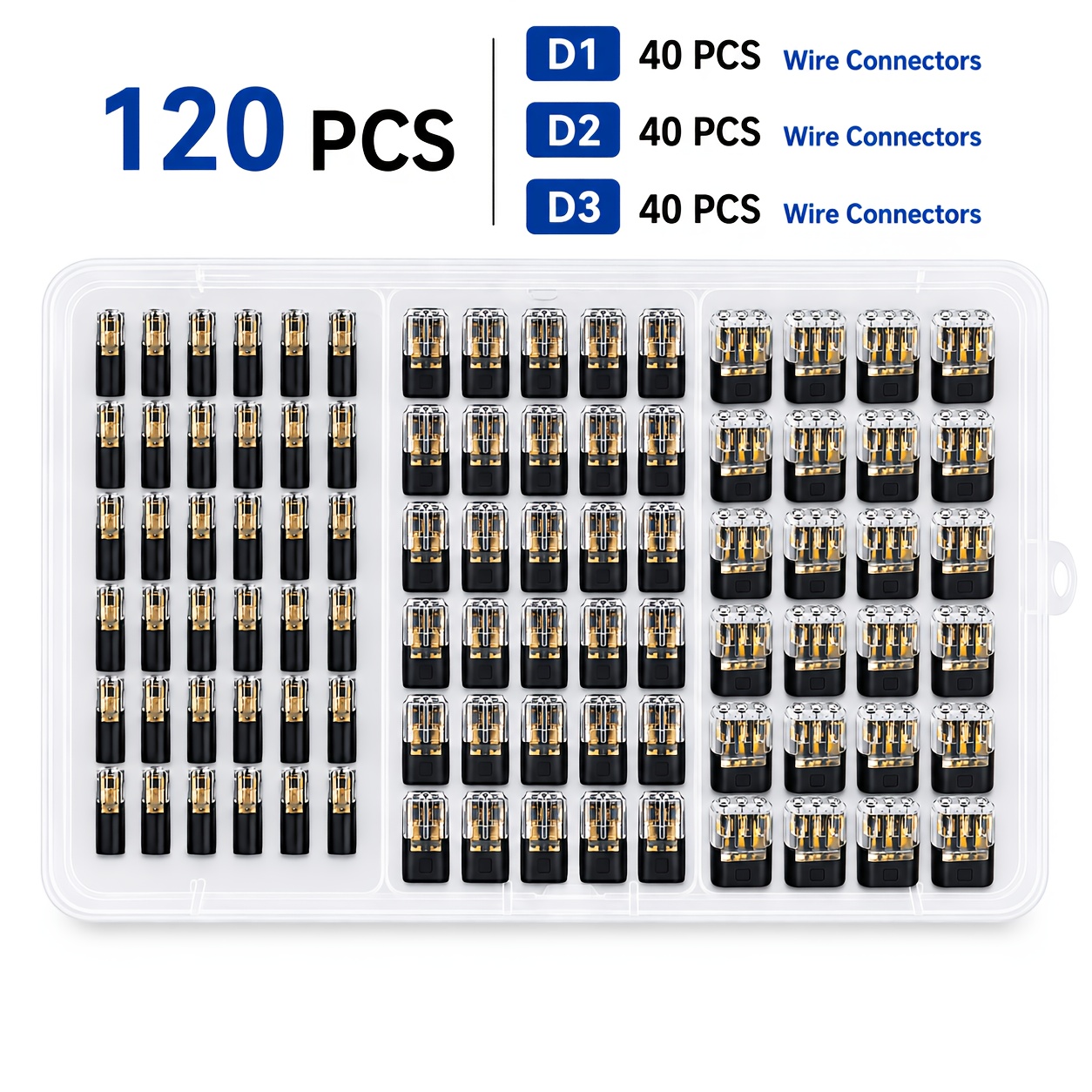 TEMU 120pcs 1/2/3 Pin Wire Connector Kit, Quick Wire Connectors, Led Strip Light Connectors, Low Voltage Wire Splice Terminals With Locking , Push-in