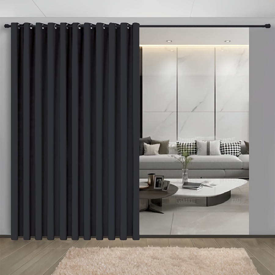 

1- Black Sliding Door Curtain - Uv Protective, High-precision Polyester Room Divider With Grommet Top, 100x95 Inches - Ideal For Living Room, Bedroom & Patio Privacy, Curtains For Living Room