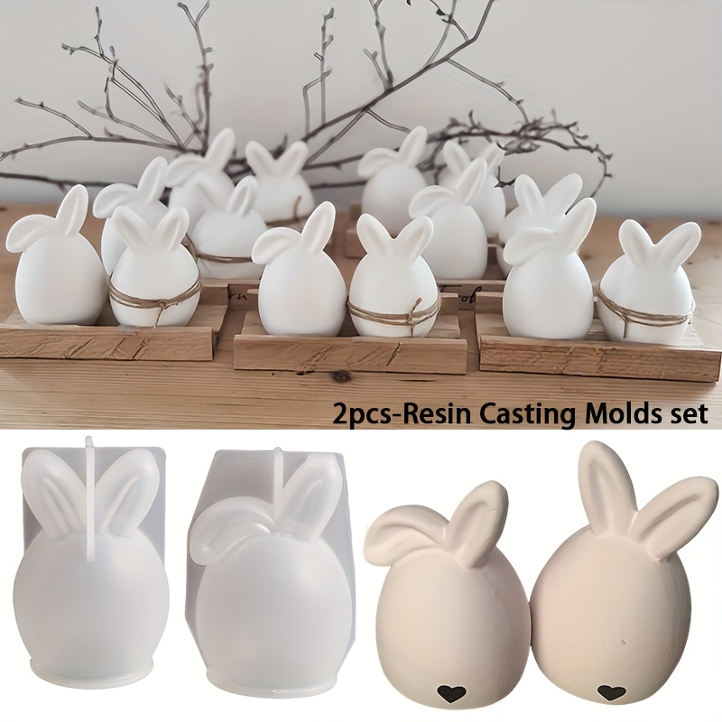 

2pcs-resin Casting Mould-bunny Ears Silicone Candle Mould Easter Crafts Diy 1 Ear Bunny And 2 Ear Bunny Home Decoration Mould Aroma Diffuser Mould Plaster Jewellery Silicone Mould