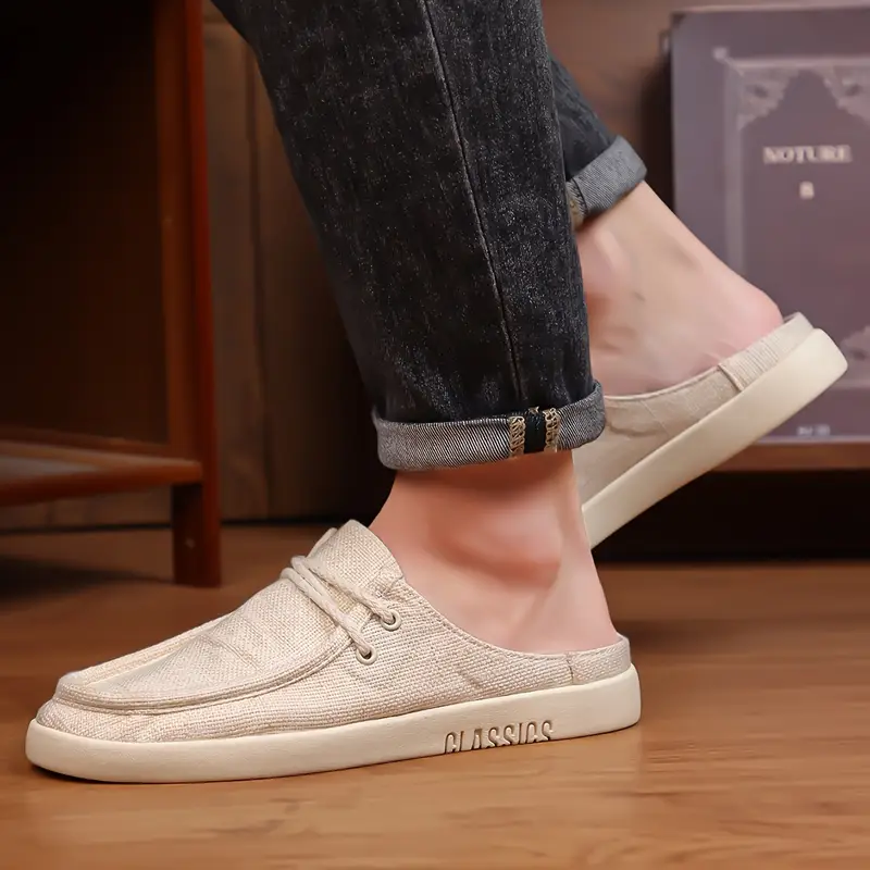 mens linen slip on loafers casual summer shoes with breathable fabric upper comfortable rubber sole and adjustable lace for outdoor casual attire shoes for hiking streetwear footwear durable footwear Product details 3