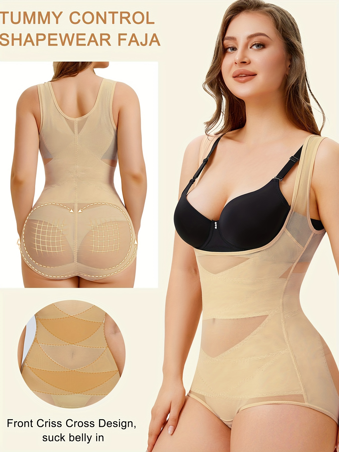 Open-bust style sleeveless full body shaper underwear for women