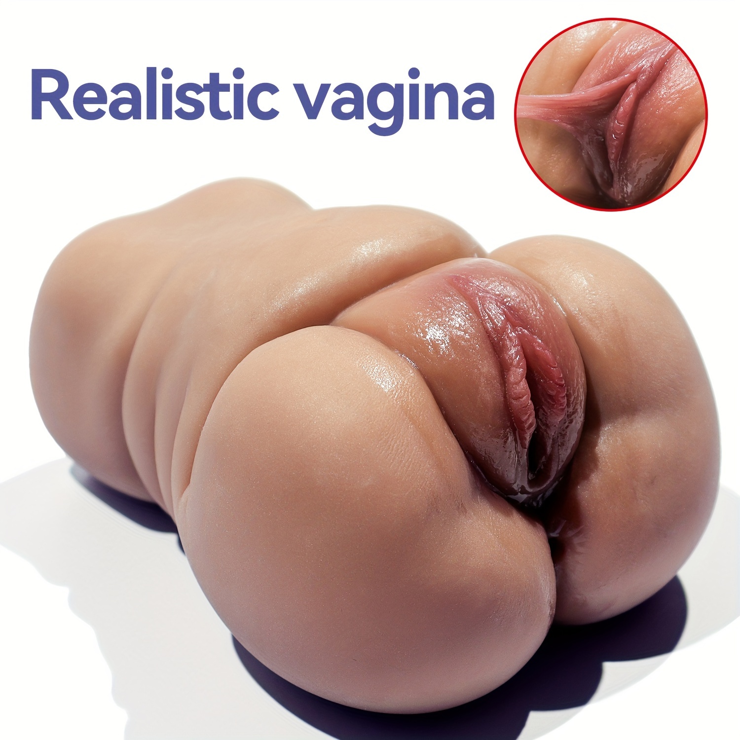 Amay Soft TPE Realistic Male Masturbator - Dual Vagina & Anus Channels Pocket Pussy, Handheld Design for Enhanced Pleasure