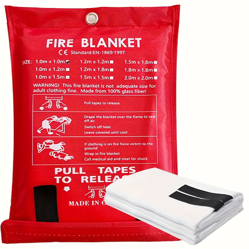 

Emergency Fire Blanket, Fiberglass Flame Retardant Safety Cover For Kitchen, School, Car, Truck, Bbq, Fireplace, Office, Warehouse - Non-food Contact Glass Material, 39"x39", Pack Of 1