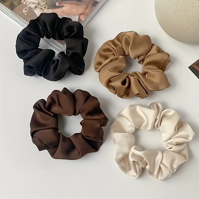 

4pcs Women's Solid Color Simple Fashion Hair Scrunchies, Elastic Hair Bands, Versatile Everyday Hair Accessories, Minimalist Style