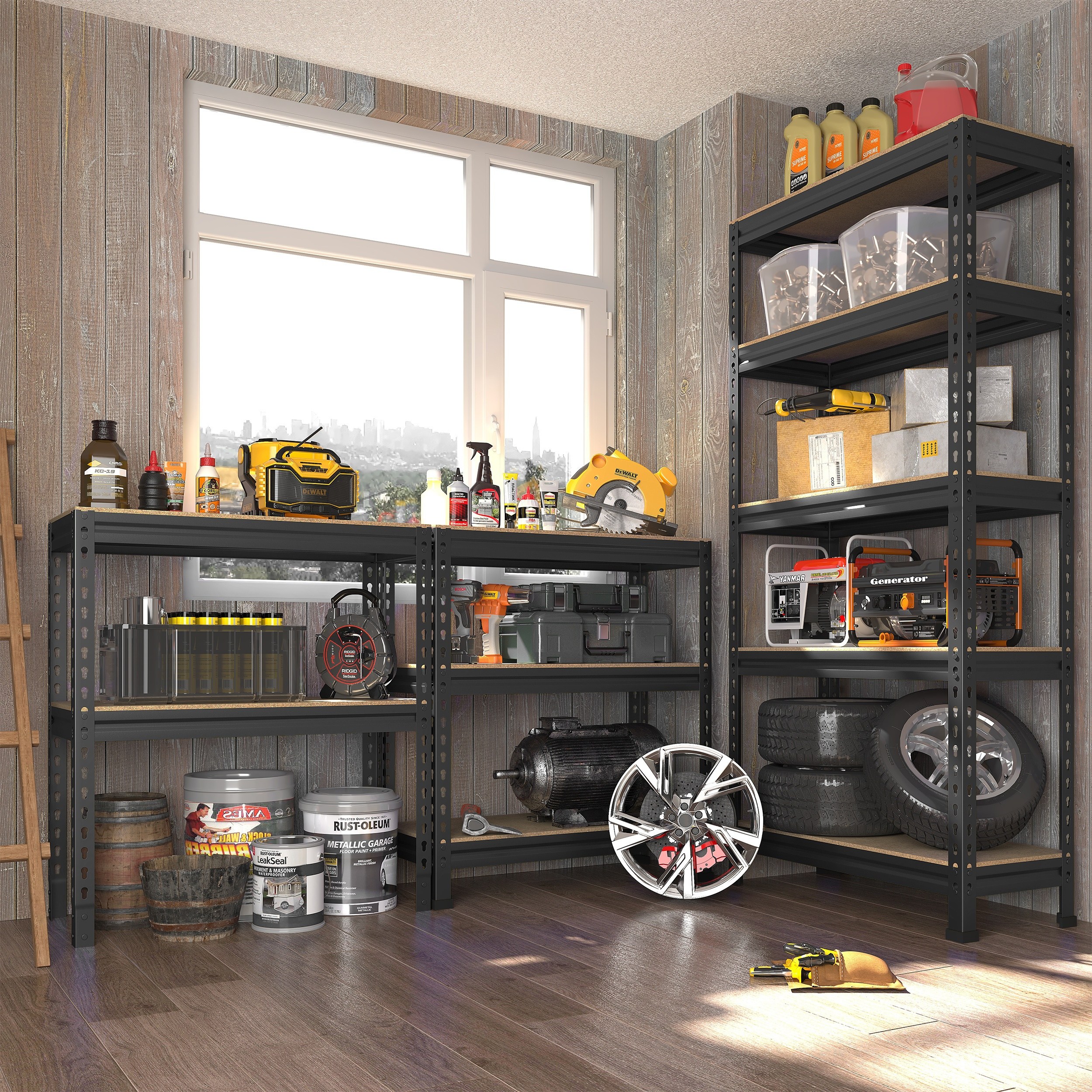 

1pc Storage Shelves 5 Tires, Adjustable Metal Storage Shelving, Heavy Duty Shelf For Garage, 1325lbs, 27.5"x 12"x 59"