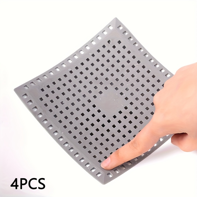 Image of Hair Catcher Drain Cover For Kitchen & Bathroom - Clog-proof, Square White Filter With Central Hole, Ideal For Preventing Hair And , Drain Hair Catcher