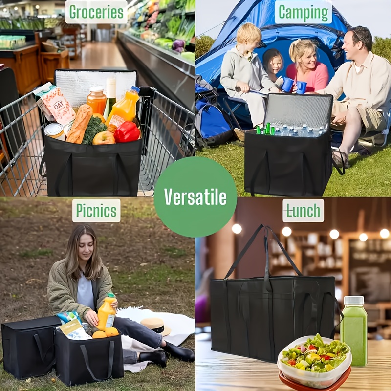 Large/XL Insulated Bags/Bags: Keep food hot and cold for hours - grocery bags, soft cooler bags for catering/doormen, pizza warmers, lightweight and sturdy zippers, outdoor, camping