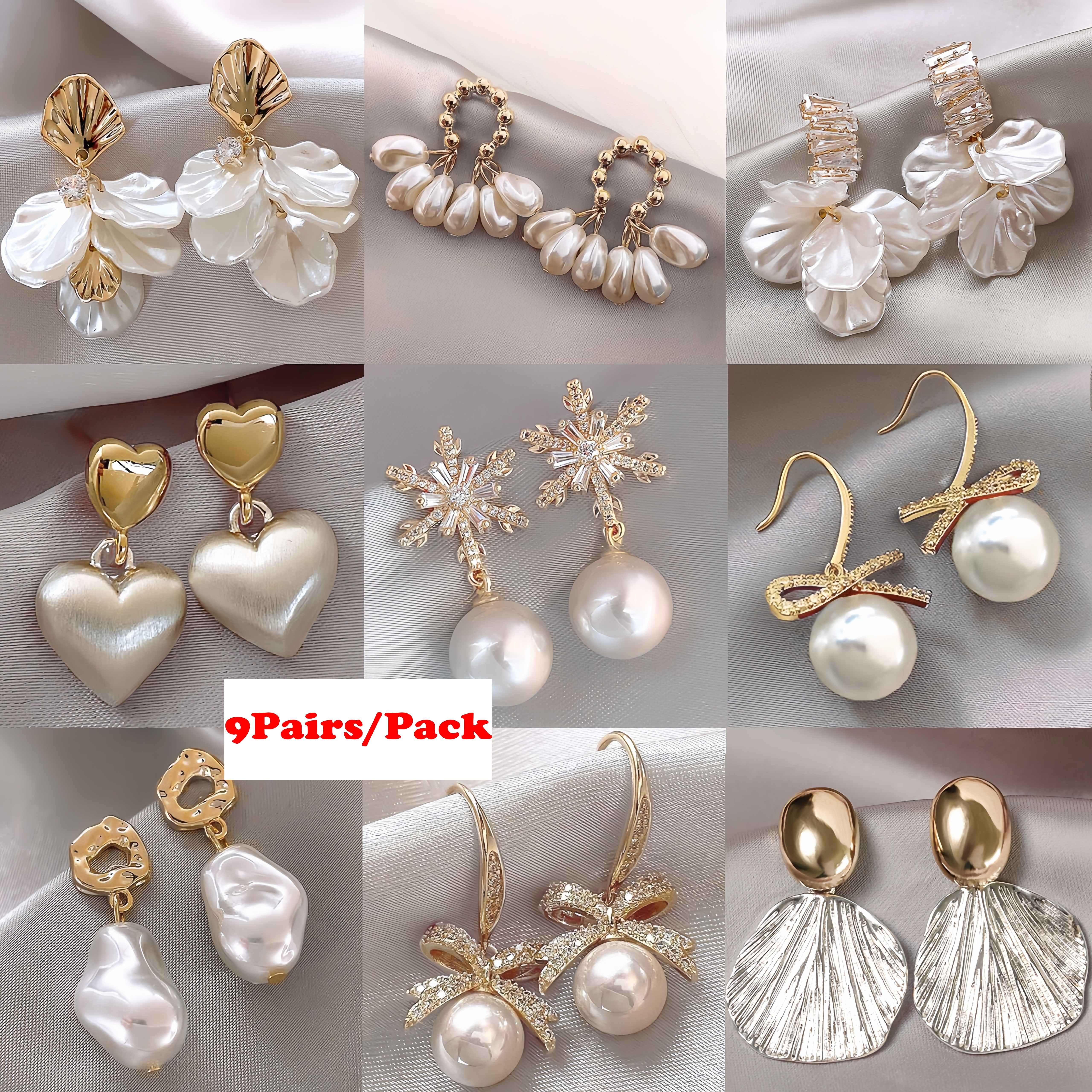 

9 Pairs Faux Earrings, Fashionable And White-collar Business Earrings, Wedding Bridesmaid Earrings, Good Gifts For Christmas