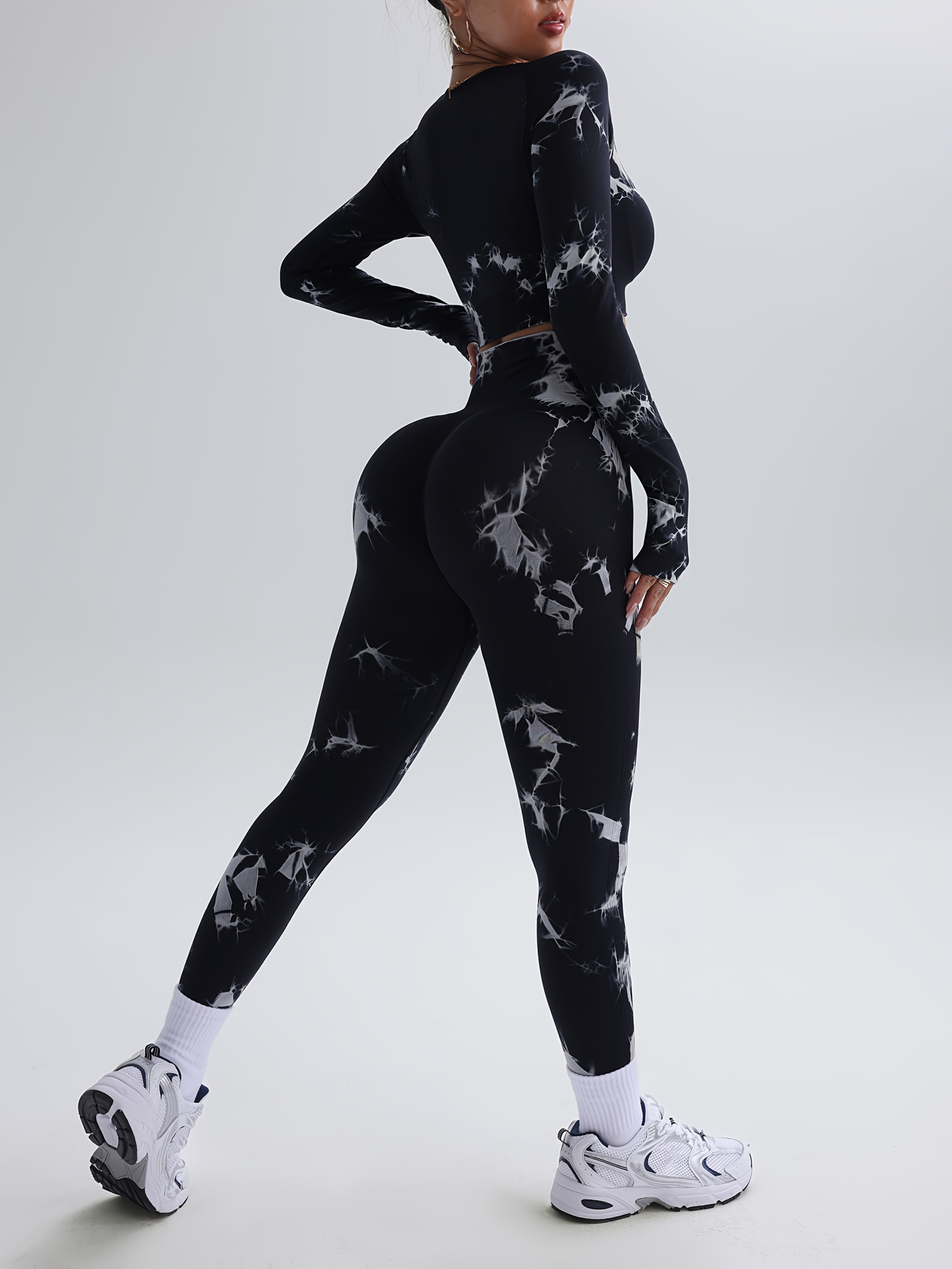 Women'S New Seamless Tie Dye Sports Pants with Leggings, Suitable for Waist Cinching, Belly Tightening, Hip Lifting, And Leg Shaping, Suitable for Outdoor Sports, Fitness, Running, And Yoga Wear, All Season Version