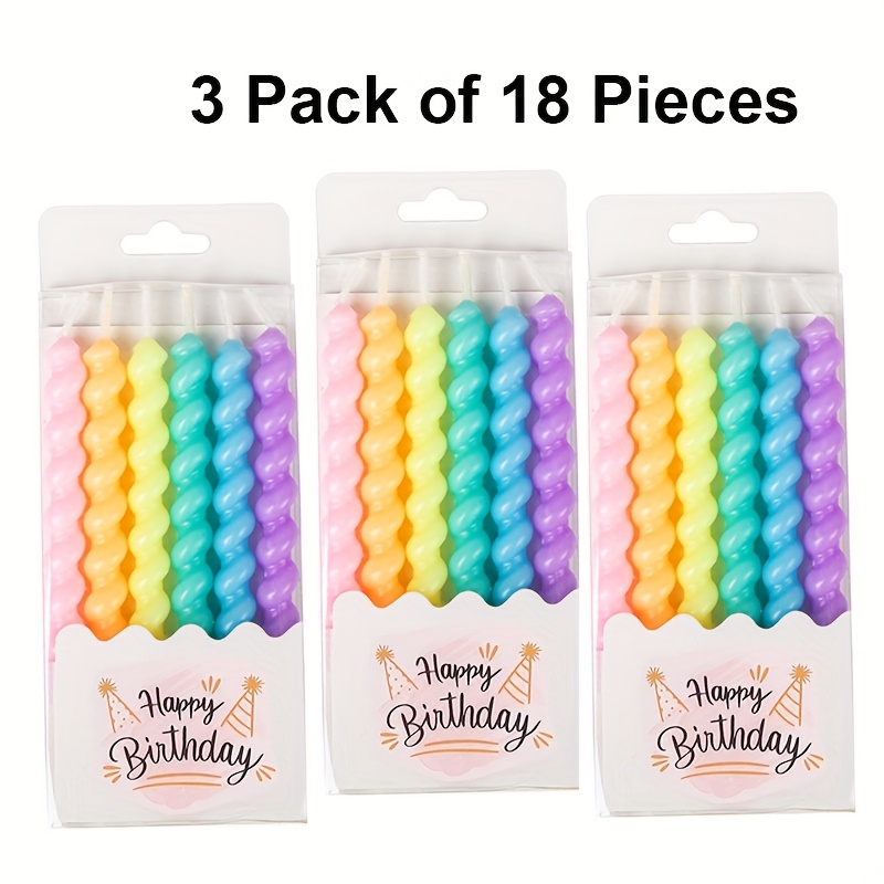 Image of 6pcs/18pcs Spiral Birthday Candles - Pastel Macaron-colored Curly Cake Decorations For Cupcakes, Desserts And Baking Parties | Candy-themed Toppers For Sweet Treats, Festive Celebrations And Crafts