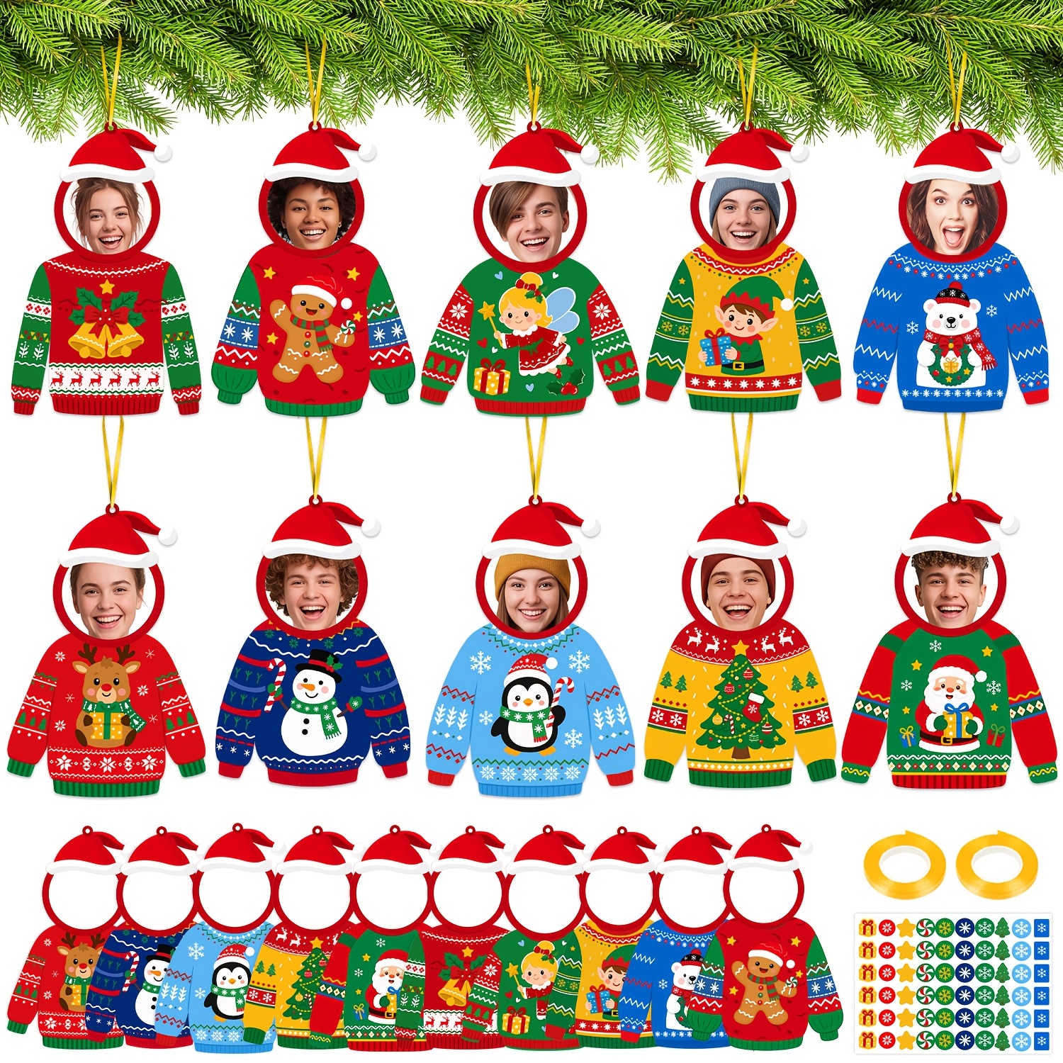 TEMU 60pcs Christmas Crafts Bulk - Picture Frame Kits, Paper Ornament Holiday Crafts For Tree Decorating, Favors - Multi-item Party Gift Package
