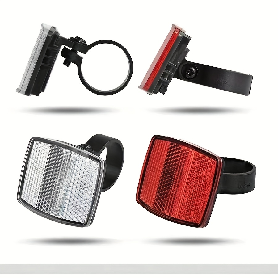 TEMU (2/4 Pack, Square, Non-electric) Bicycle, Mountain Bike Front And Rear Warning Tail Lights, Front And Rear Reflectors, Reflector, Tail Light