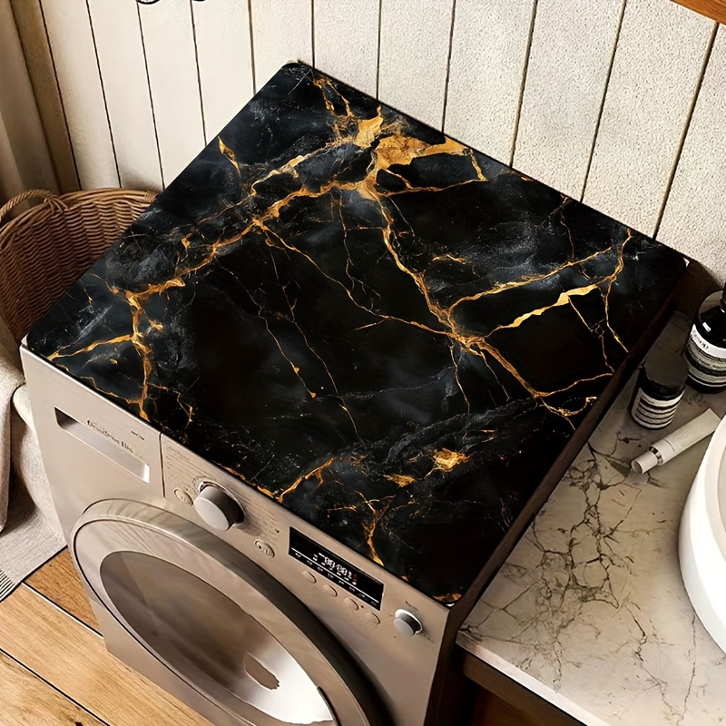 E-shop Schwarze goldene Marmor Muster Druck Design Matte, geeignet für Küche und Waschküche, schnelltrocknende saugfähige Abdeckung, passend auf