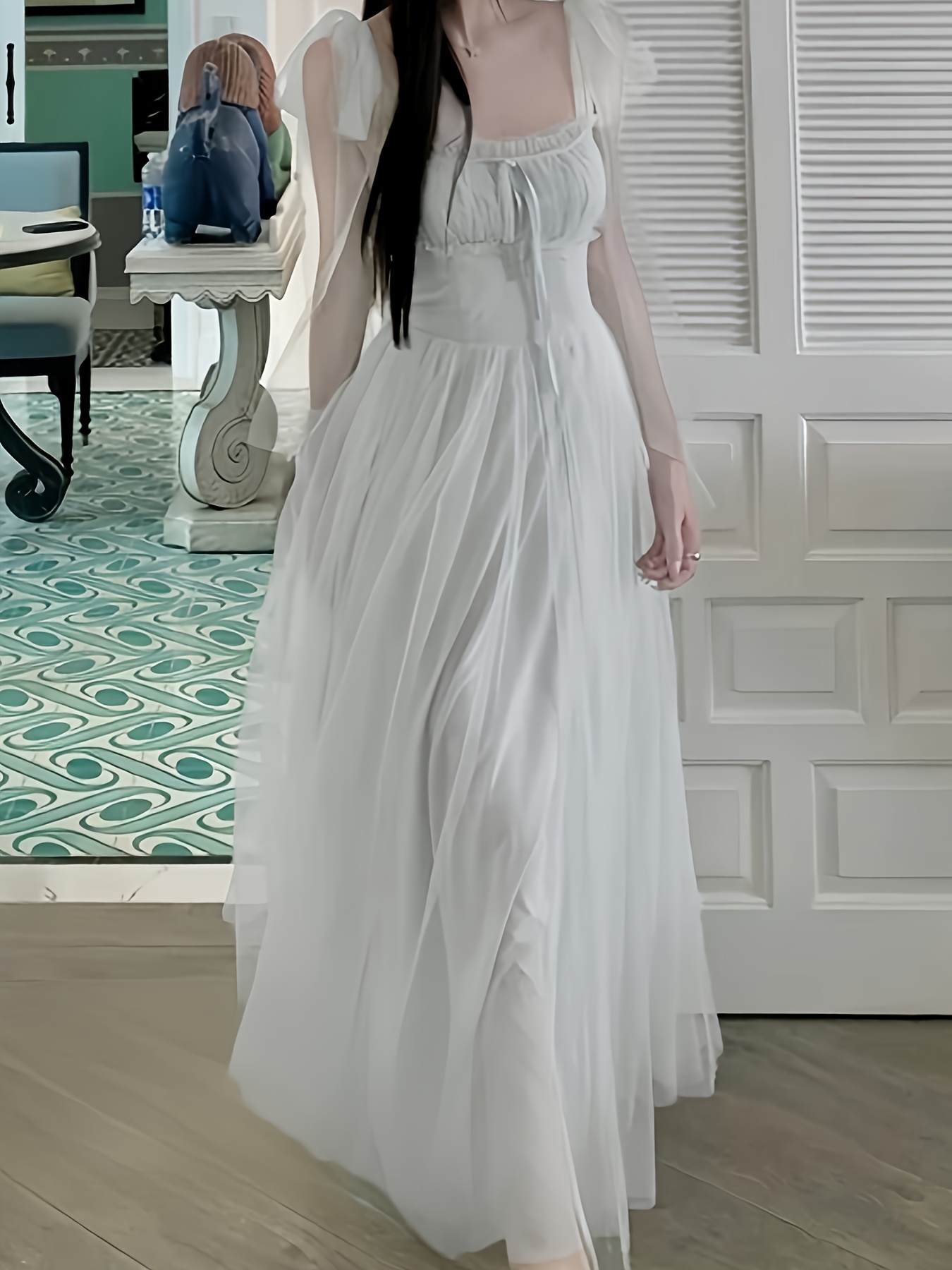 knee length dresses for ladies Women's Sky Gauze Dress - Serene - Size S