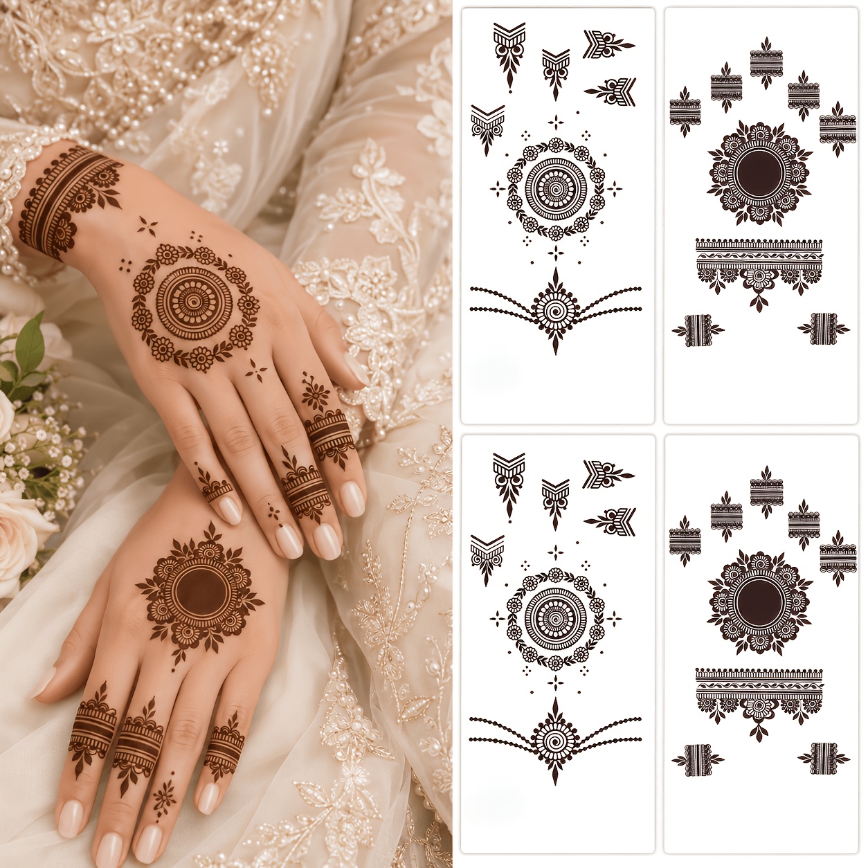 Floral Lace Temporary Tattoo Stickers, Elegant Body Art Set