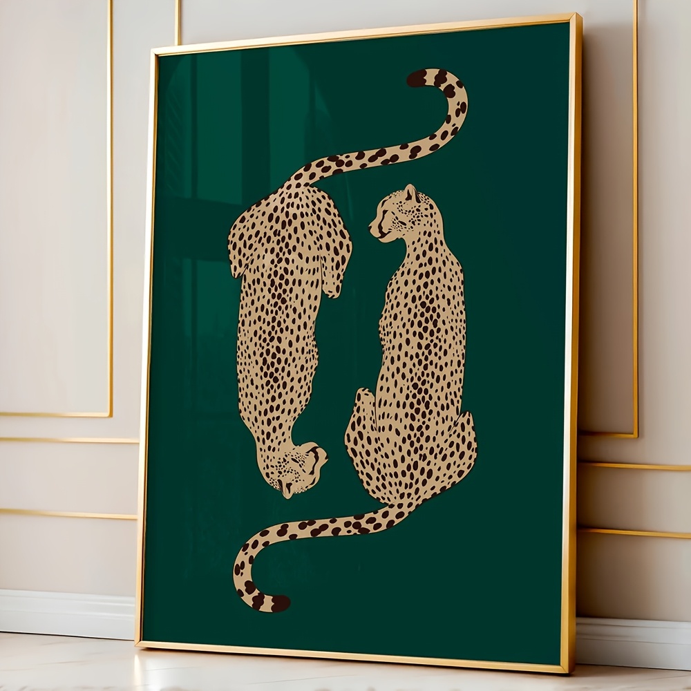 

1pc Art Deco Canvas Art Print, Ink , Cartoon Leopard Poster, Orientation, Indoor Decor For Home Office, Living Room, Bedroom, Dining Room, Apartment, Dorm - Maximalist Picture