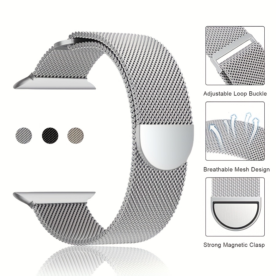 

Adjustable Magnetic Milanese Loop Watch Band For Apple Watch -9 & Ultra, Breathable Mesh Stainless Steel, Strap For Men And Women, 38mm-49mm , Smart Watch Strap