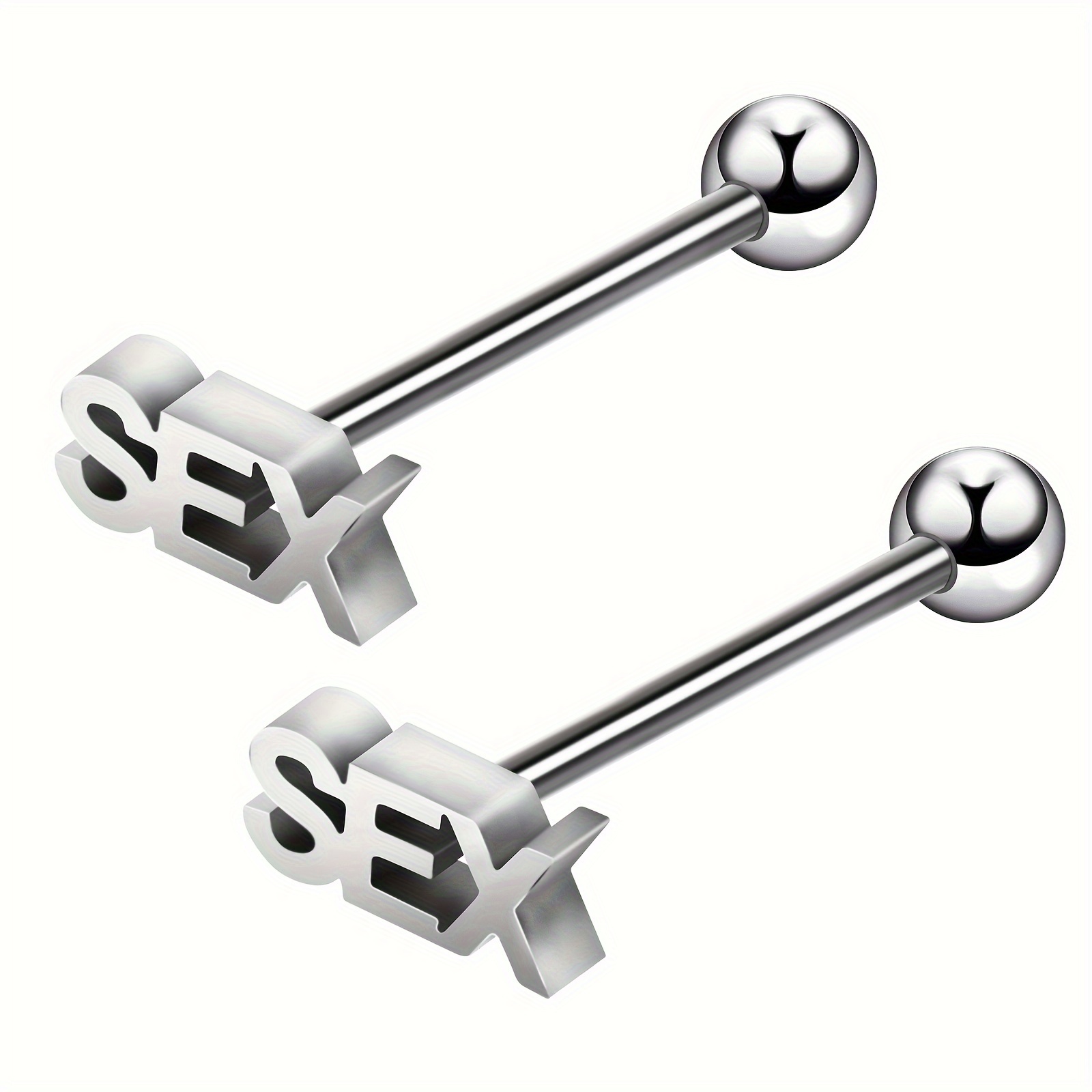 

A Pair Of Fashionable Stainless Steel Letter Tongue For Women.