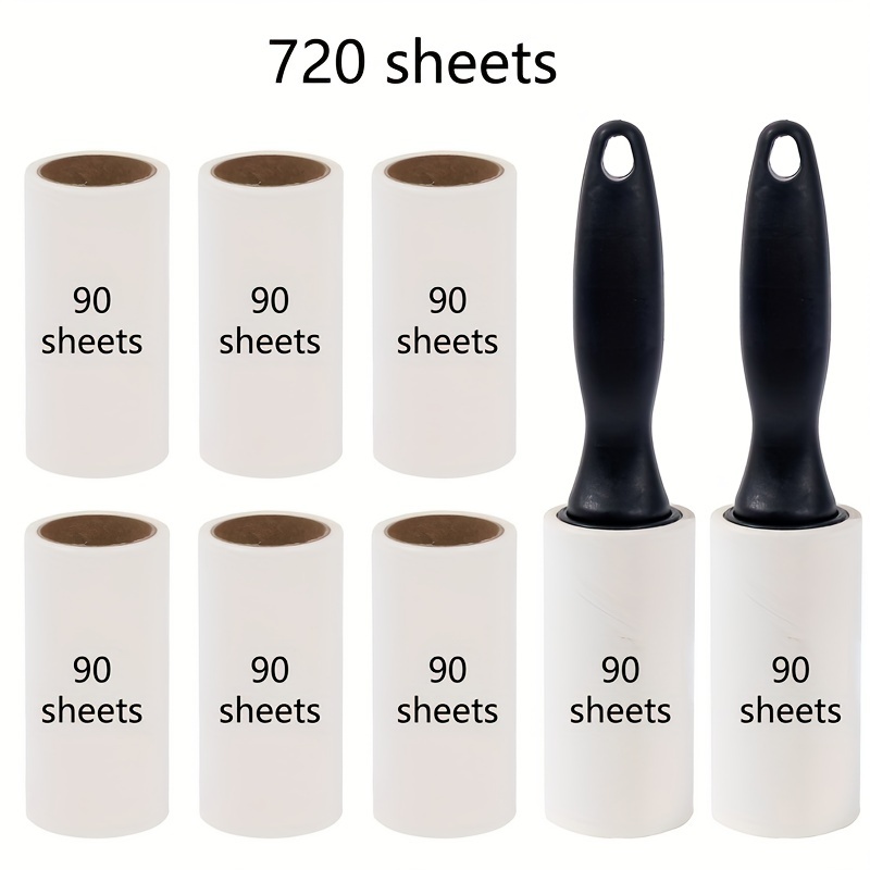 

8 Croing Velvet Rollers With Handles, 720 Sheets In Total, Easy-to-remove Adhesive Paper, For Pet Hair, Dust, , 1.5 Inch , For Home And Travel Use