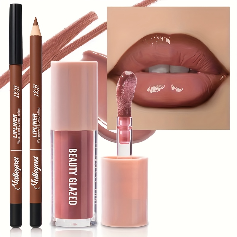 2-Piece Velvet Matte Lip Makeup Set – Waterproof Long-Lasting Lip Liner & Lip Glaze Duo, Moisturizing Red & Brown Lip Colors — Zaynora Luxury Marketplace