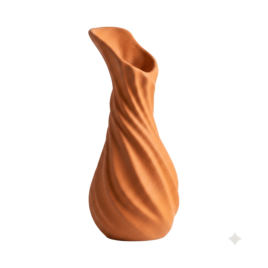 TEMU 1pc Orange Vase, Unbreakable Spiral Twisted Asymmetric Slanted Mouth Design, 3d Printed Pla Material Nordic Minimalist Style, Dry Flower Holder