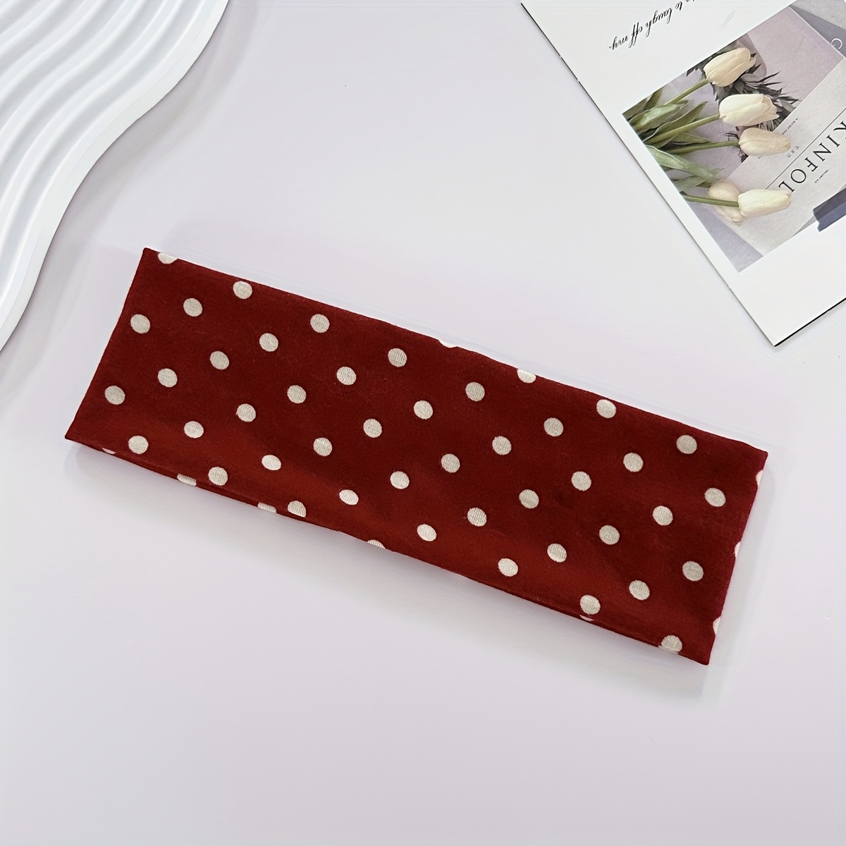 1pc Women's Stylish Headband - Sweat-Wicking Workout Hairband with 6 Color Options (Red/) Polka Dot - Secure Fit for Yoga, Running, Gym, Travel & Casual Wear - Ideal Gift for Fitness Enthusiasts