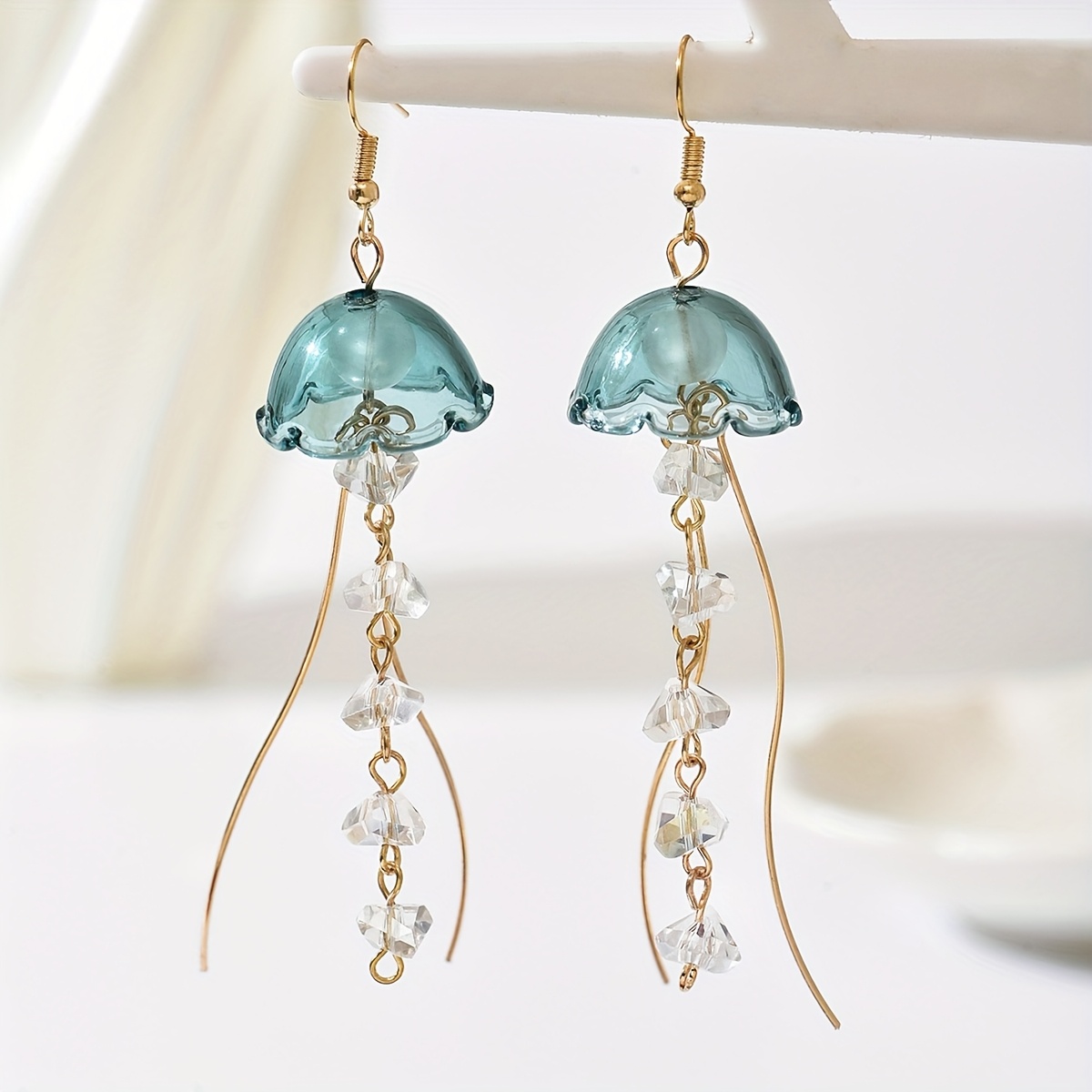 Women's Jellyfish Inspired Earrings with Geometric Tassels