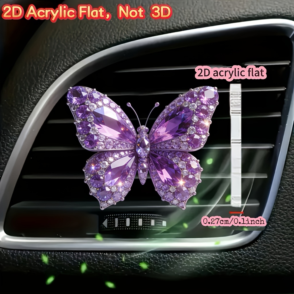 TEMU 2d Flat, 1pc Cute , "unscented", Car Vent Decor Clip "car Air Freshener", With Dual Unscented Sponge Sheets, 2d Plane Acrylic Luxurious Cartoon