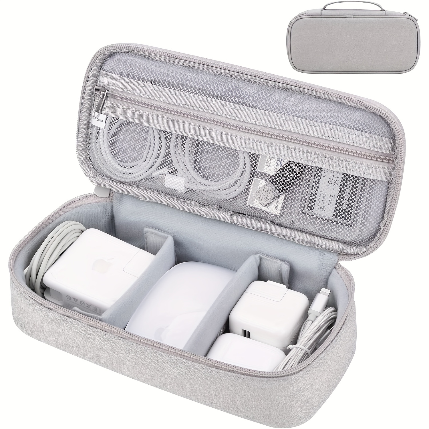 Light Gray Zippered Pocket Compartment Storage Bag For , Power Banks, Hard Drives, Data Cables Portable Carry-on Luggage - Applicable