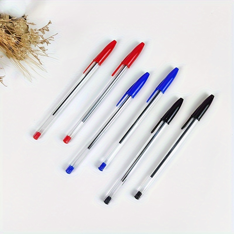 

50-piece Quick-dry Black Ink Ballpoint Pens, Sleek Transparent Barrel Design For Office And School Supplies
