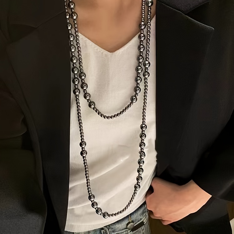   8 meter long sweater necklace     in multiple layers simple knotting and multi layer gifts are perfect   is a small error in the size of hand   beads   a normal phenomenon please do not     details 1