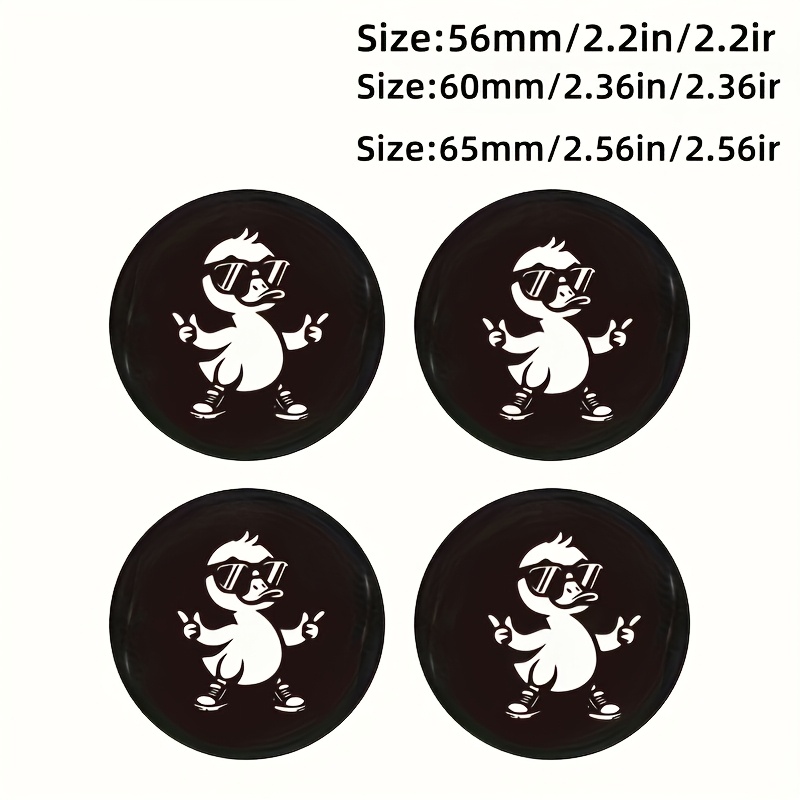 TEMU 5pcs 56mm 60mm 65mm 2.22 2.36 2.56 Inches Car Tire Accessories Wheel Cap Decal Cool Duck Personality Badges Sticker Cover Car Styling