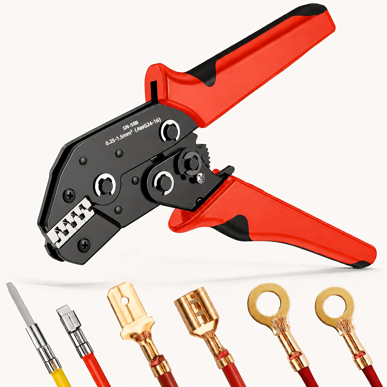 TEMU Ratchet Crimping Pliers Manual Tool Sn-58b For Crimping Jst 2.54mm Connectors, Spring Terminals, Sata Pins, Awg 23-16/0.25-1.5mm²