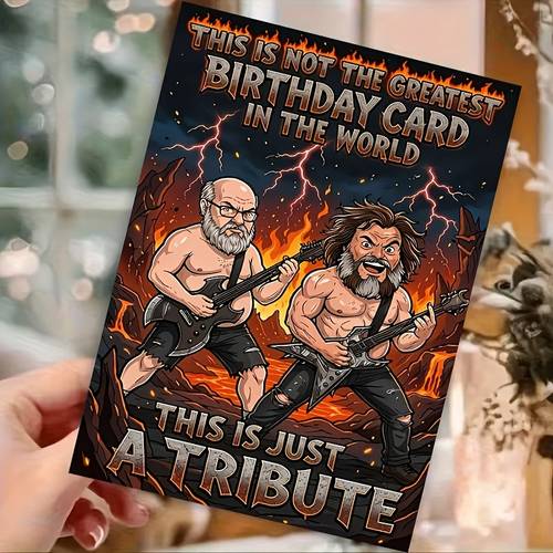 a rock music birthday card just a a humorous guitarists birthday card for and music lovers ideal for decorating friends and familys birthday celebrations