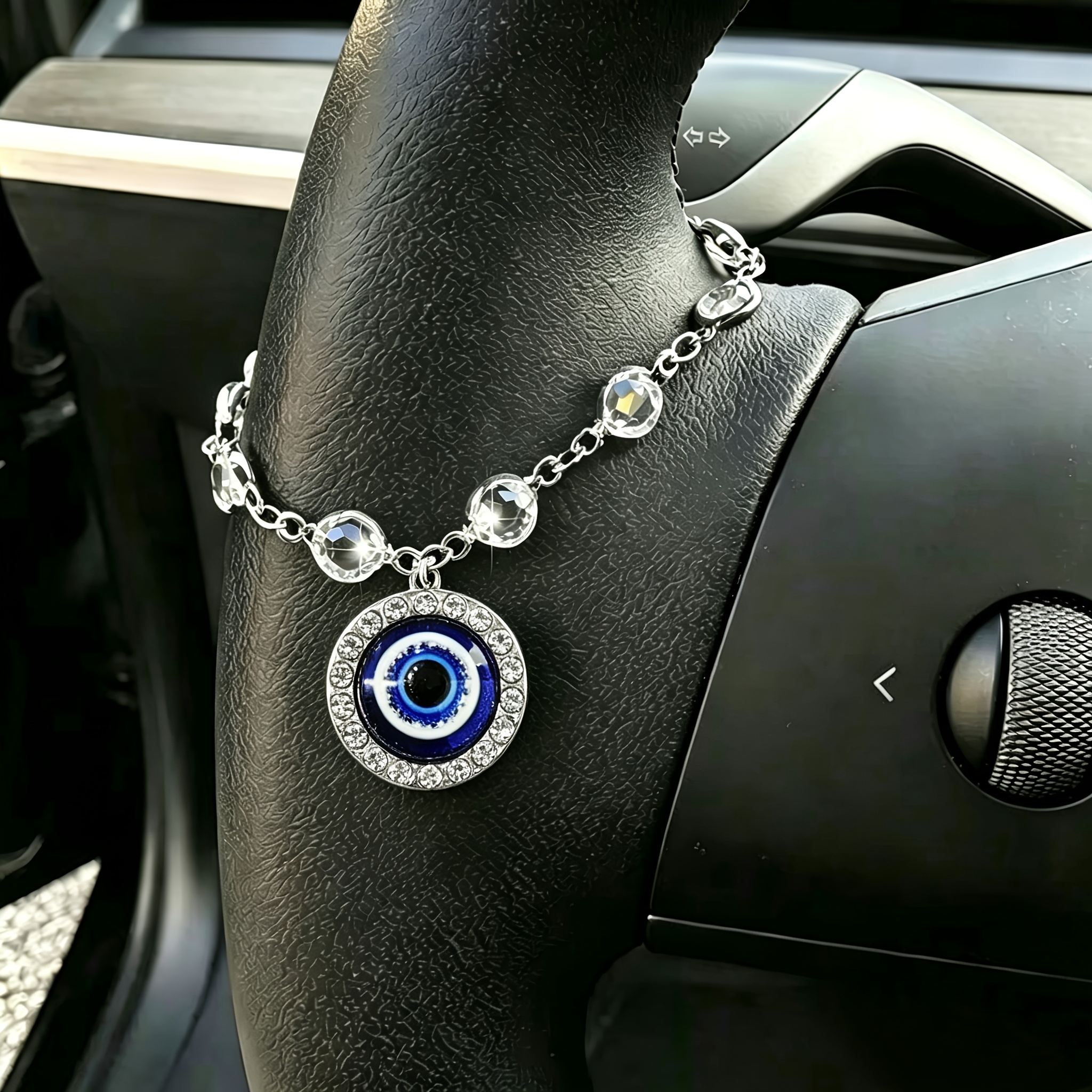 TEMU 1 Sparkling Diamond Pendant, Eye, Exquisite Diamond Inlay Design, Car Steering Wheel Decoration, Fashionable And Exquisite Interior Decoration,