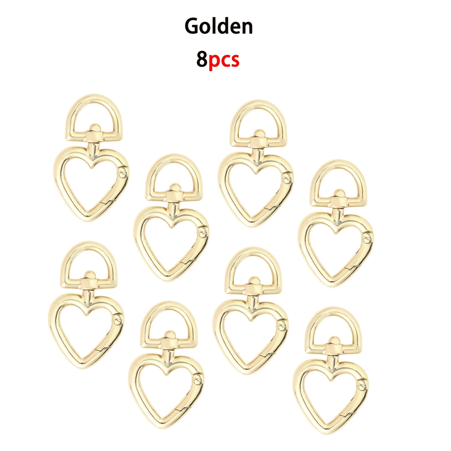 TEMU 8pcs -shaped Design With Rotating Keychain, Golden And Silvery Colors, Diy Keychain Hangers, Suitable For Craft Enthusiasts. Bag Decoration,